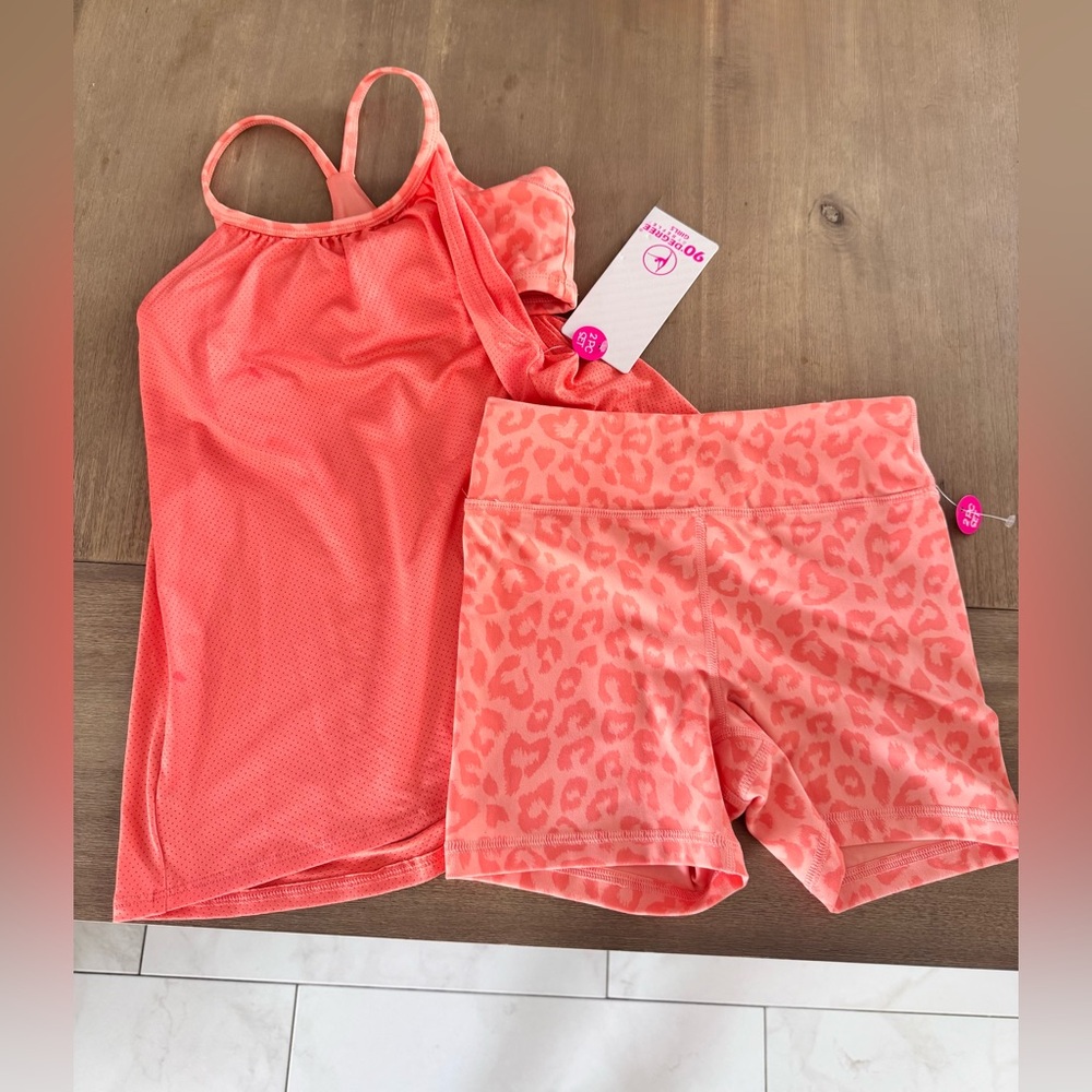 90 Degree By Reflex Coral Pink Leopard Girls Active Set